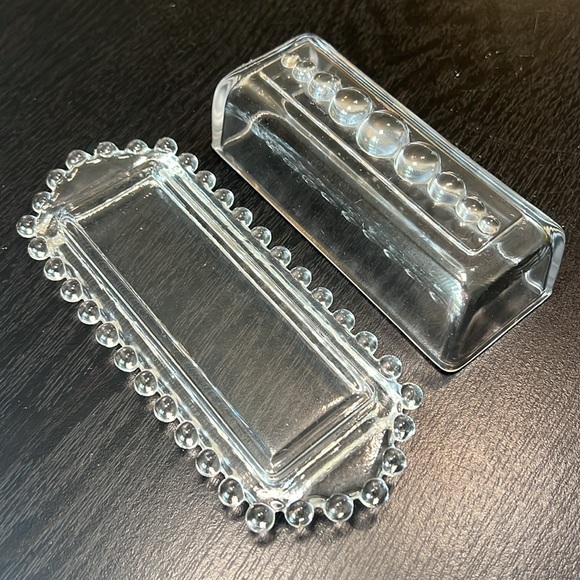 VTG Imperial Glass Candlewick Beaded Clear Covered Butter Dish Made In The USA - Picture 8 of 11